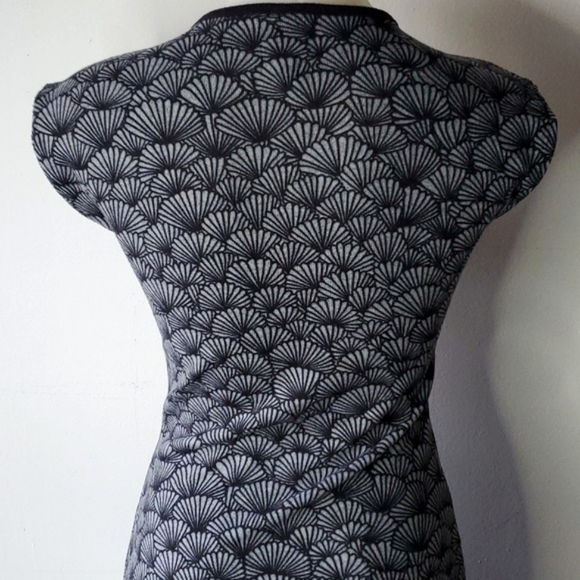 Black Swan Black & Gray Dress with black lace and Art Deco details - Picture 3 of 13